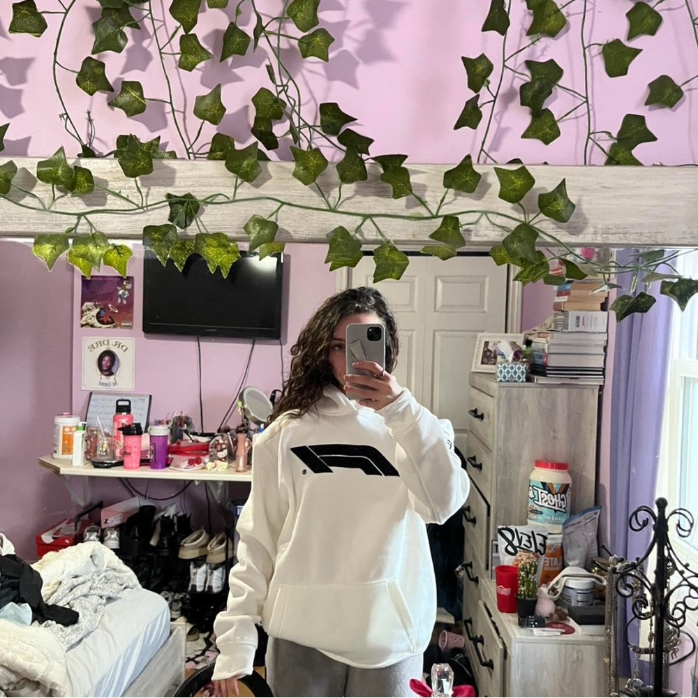 White Hoodie with Black F1 Logo